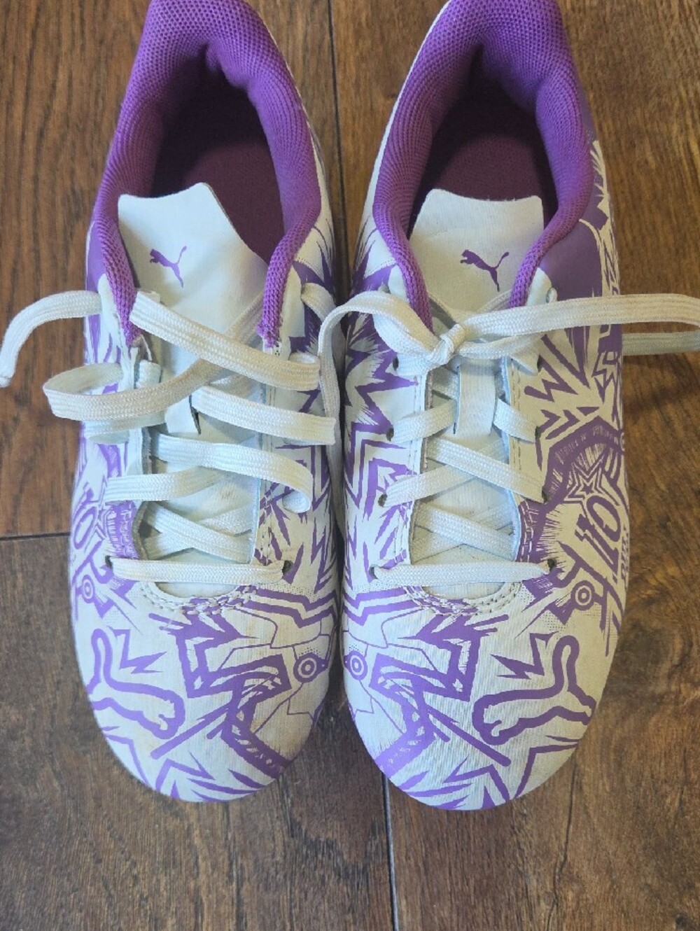 Puma Kids White & Purple Graphic Lace-Up Sneakers